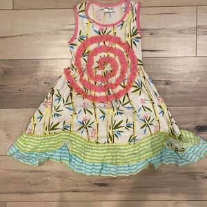 Tutu and Lulu, Floral Kids Dress with Pink and Green Accents